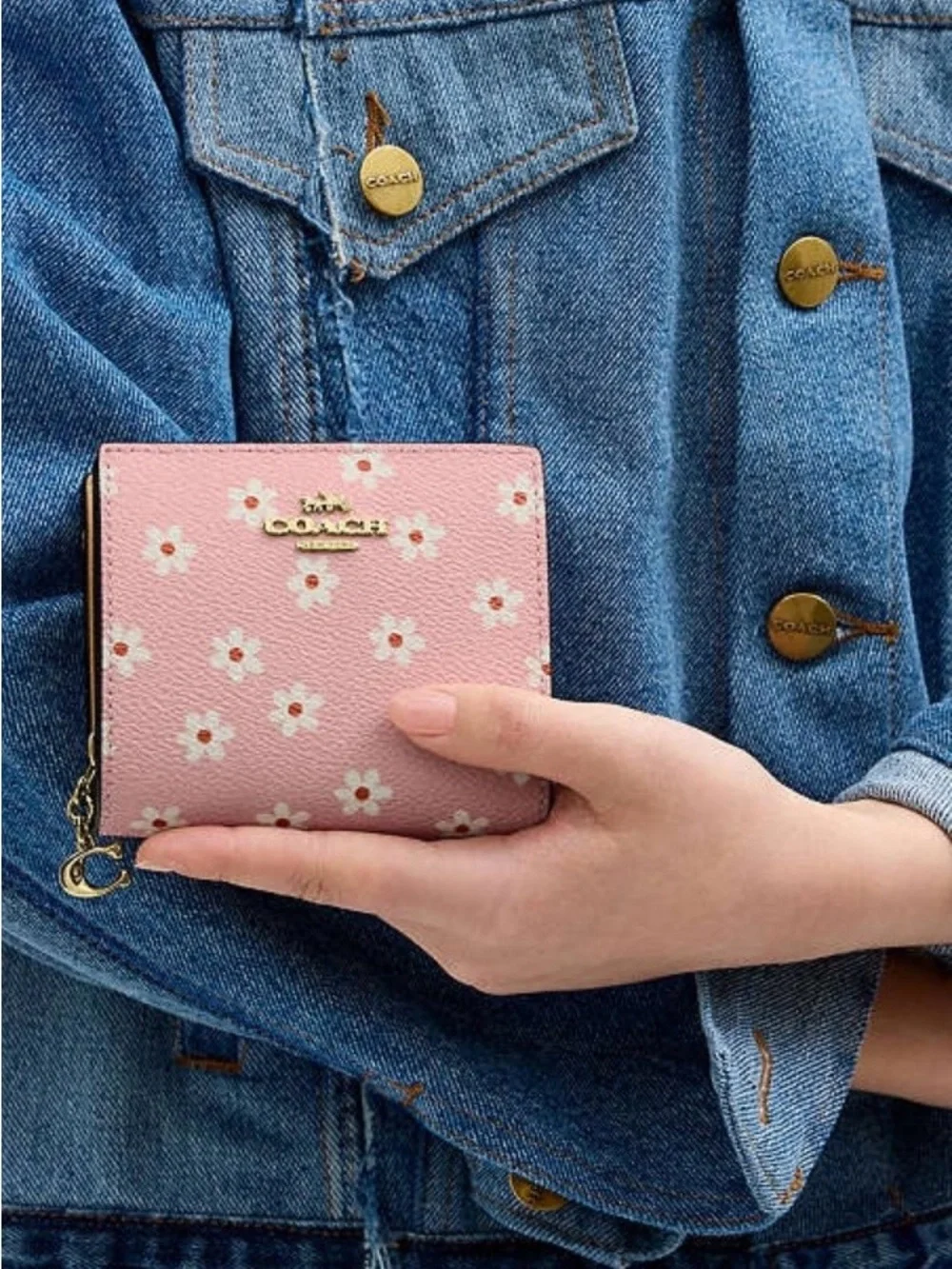 Coach Pink Snap Wallet With Floral Print NWT